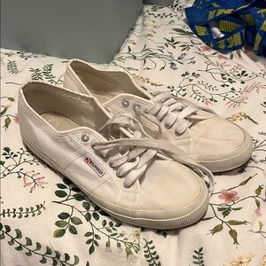Superga Classic White Lace-Up Sneakers